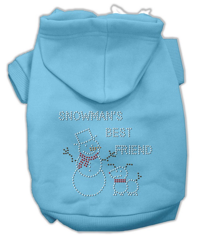 Snowman's Best Friend Rhinestone Hoodie Baby Blue S